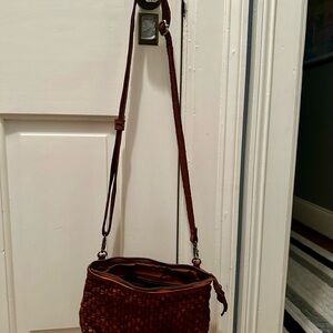 Elegant Brown Woven Crossbody Bag